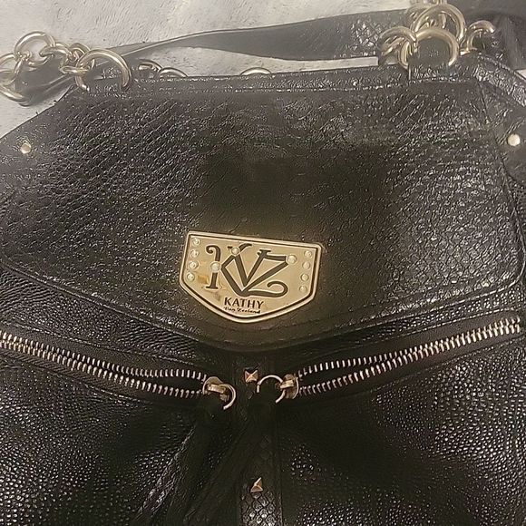 Kathy Van Zeeland black PVC purse - Picture 7 of 9